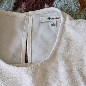 Madewell White Textured Scoop Neck Top